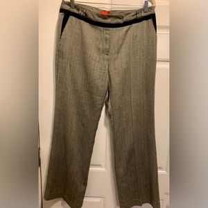 Vintage Oscar De La Renta Sz 16 Dress Pants Gray Herringbone Velvet Flat Front